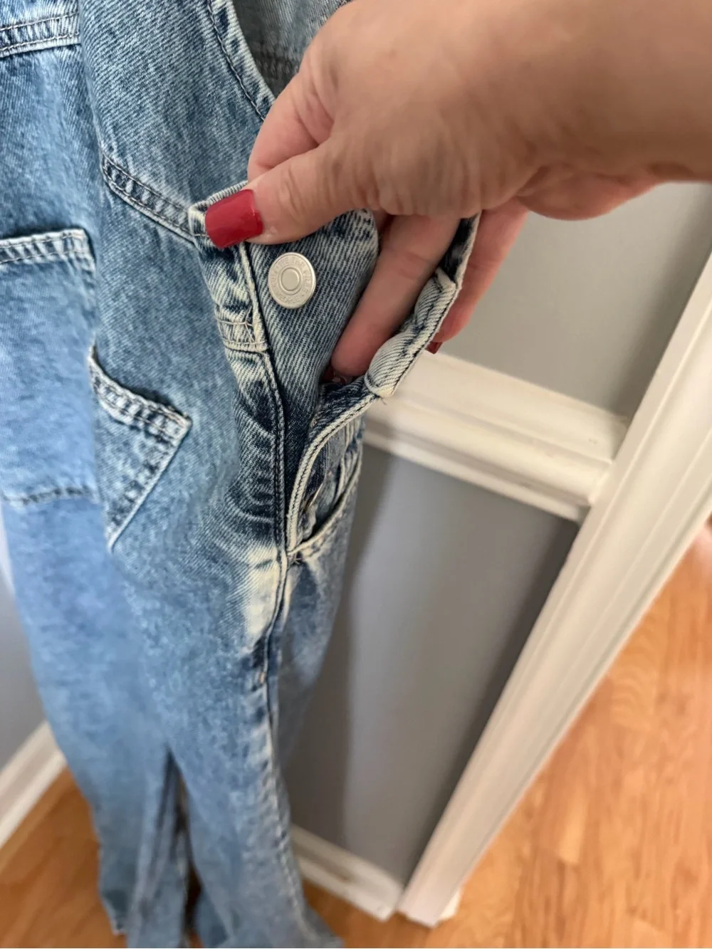 Free People Light Wash Denim Overalls Size XL